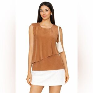 Aritzia Le Fou X Wilfred 100% Silk tiered cream tank, padded shoulder, xxs